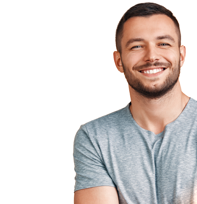 Man with folded arms smiling