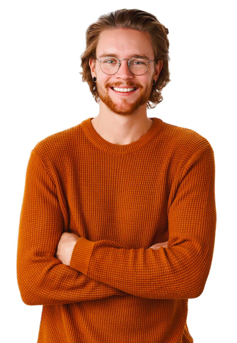 smiling man with black t-shirt