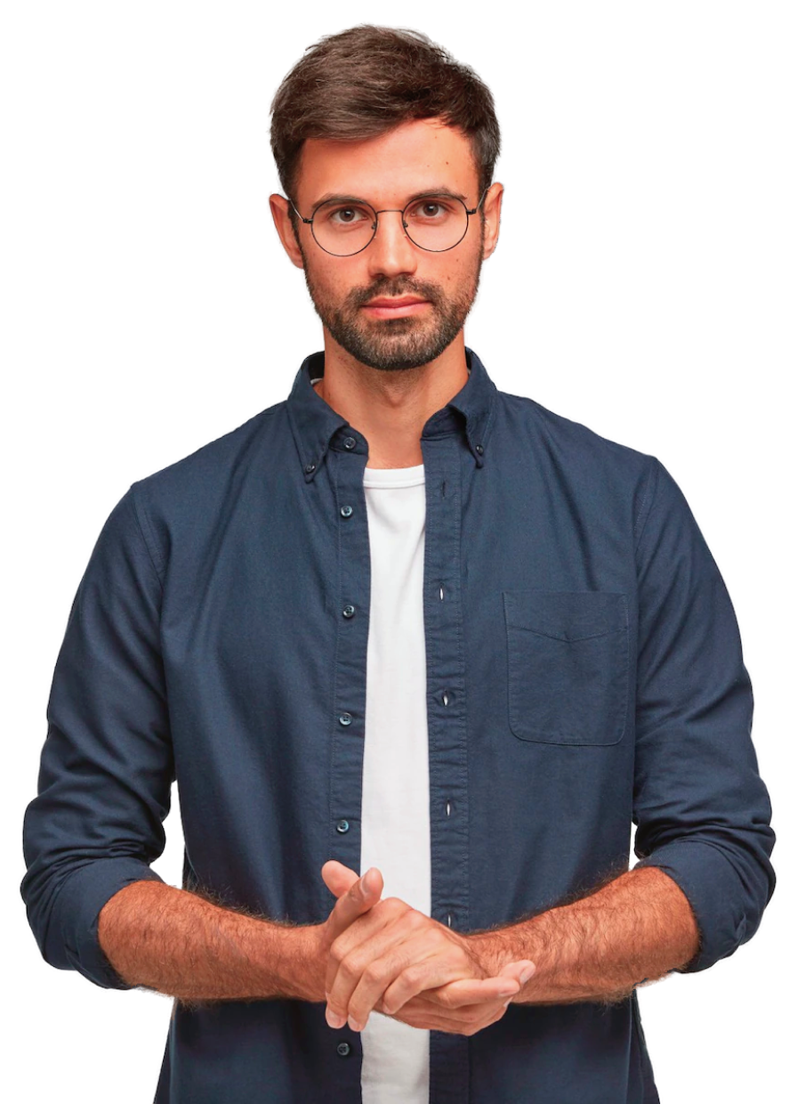 young man smiling looking to the side